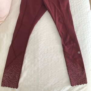 Cropped red lululemon leggings